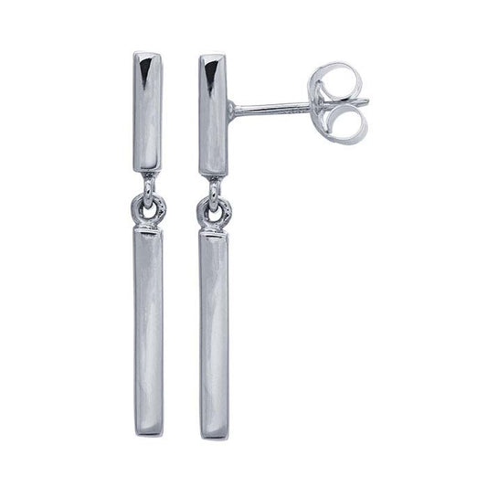 Sterling Silver Bar Post Earrings with Bar Dangle