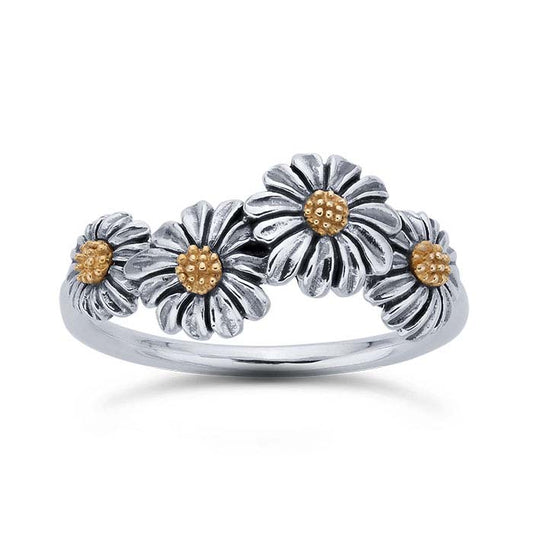 Sterling Silver Four Daisies Ring