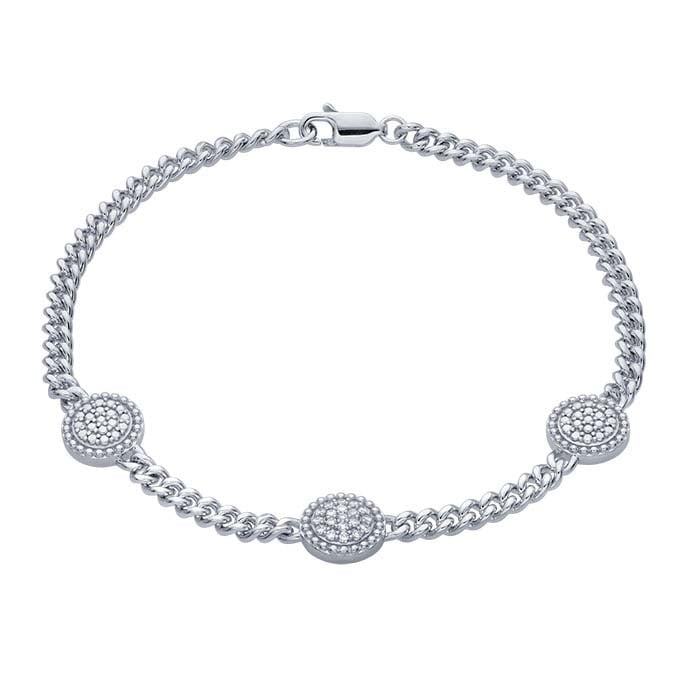 Sterling Silver Diamond-Set Curb Chain Bracelet