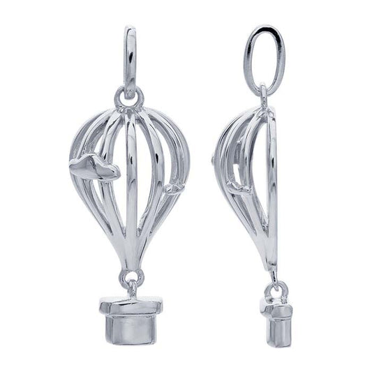 Sterling Silver Hot Air Balloon Pendant with Clouds
