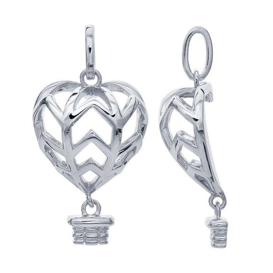 Sterling Silver Heart Shape Hot Air Balloon Pendant