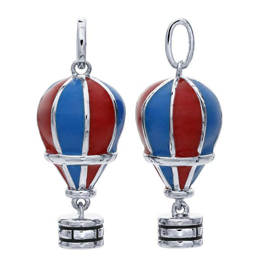 Sterling Silver Enameled Hot Air Balloon Pendant