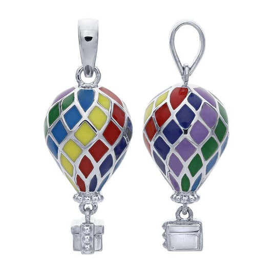 Sterling Silver Enameled Hot Air Balloon Pendant