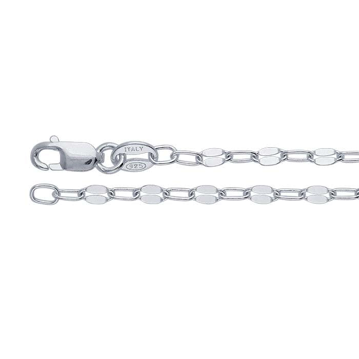 Sterling Silver Dapped Flat Oval Cable Chain