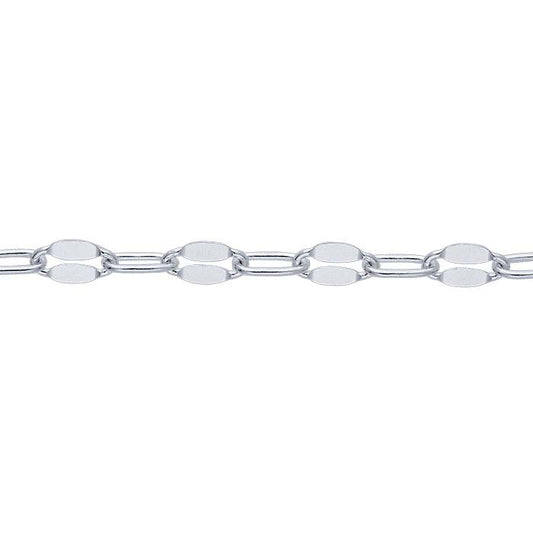 Sterling Silver Dapped Flat Oval Cable Chain