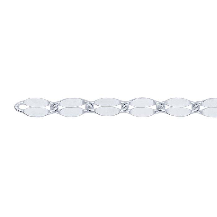 Sterling Silver Dapped Flat Oval Cable Chain