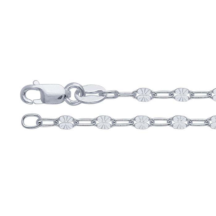 Sterling Silver Patterned Oval Cable Chain