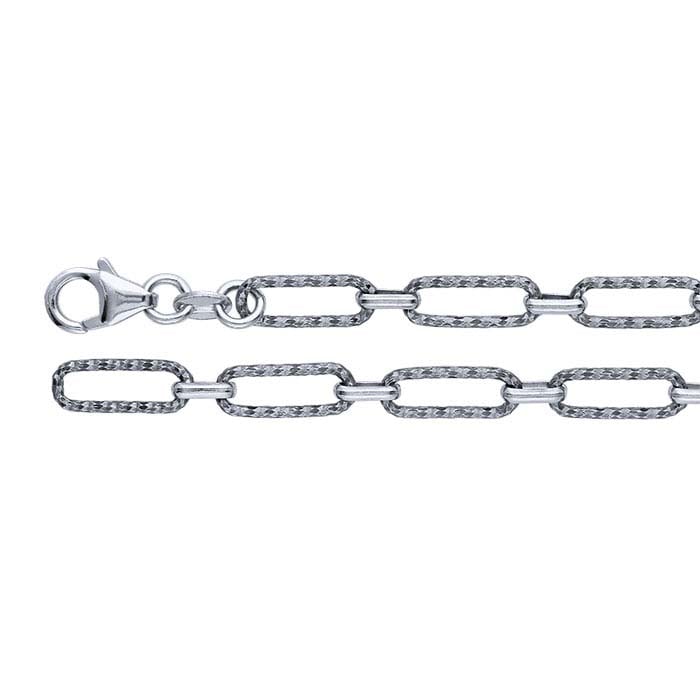 Sterling Silver Black Ruthenium-Plated 5mm Long & Short Chain