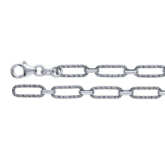 Sterling Silver Black Ruthenium-Plated 5mm Long & Short Chain