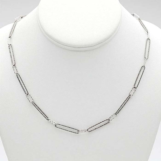 Sterling Silver Black Ruthenium-Plated Diamond-Cut Long & Short Chain