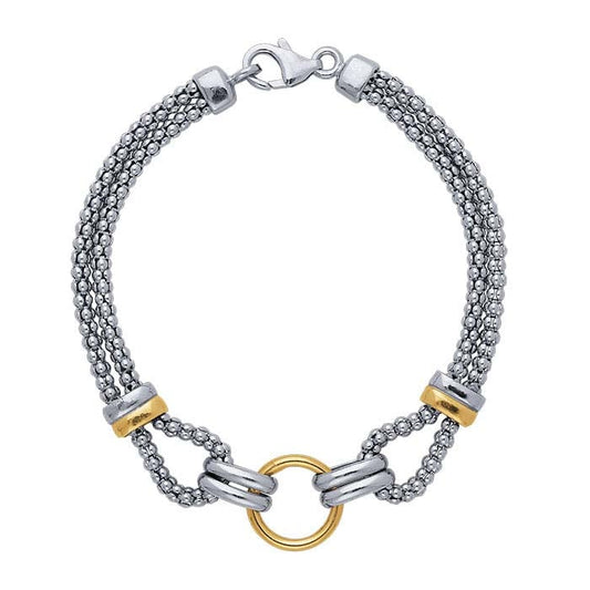 Bracciale a catena popcorn a doppio filo da 3mm in argento sterling