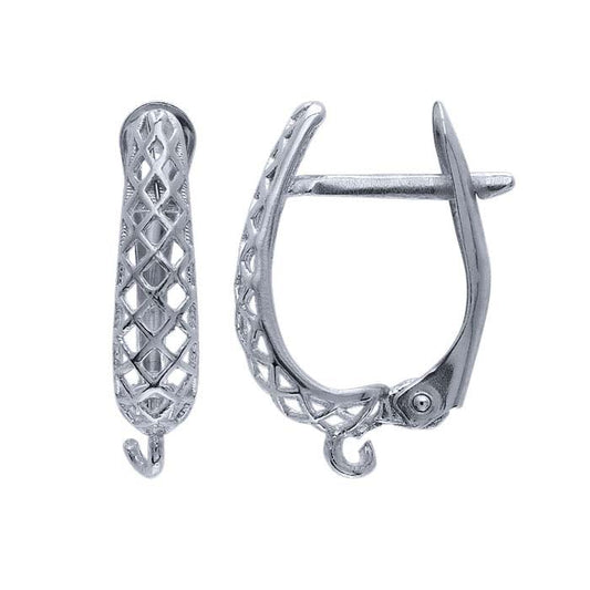 Sterling Silver Lever-Back Ear Wire with Braided Shield and Open Ring