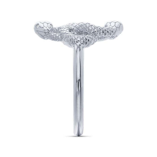 Sterling Silver Diamond-Set Intertwined Ouroboros Ring