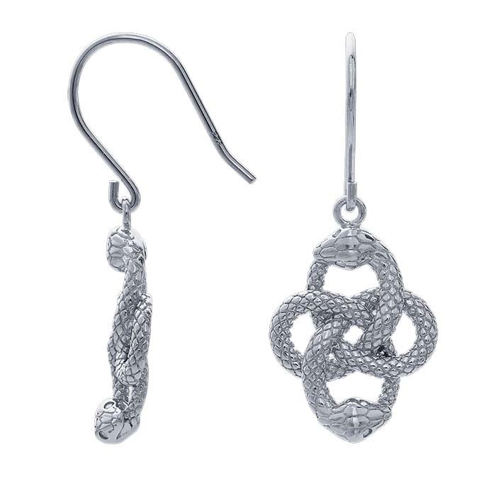 Ineinander verschlungene Ouroboros-Ohrringe aus Sterlingsilber mit Diamanten