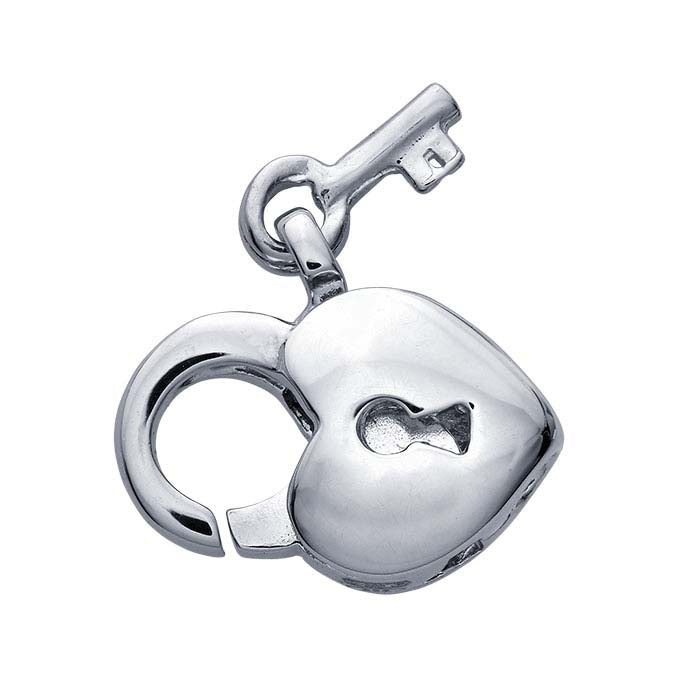 14K Yellow Gold Heart with Key Lobster Clasp