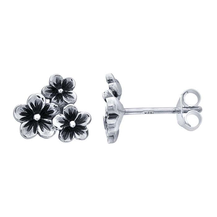 Sterling Silver Cherry Blossoms Post Earrings