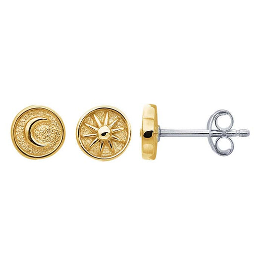 Bronze Sun & Moon Post Earrings