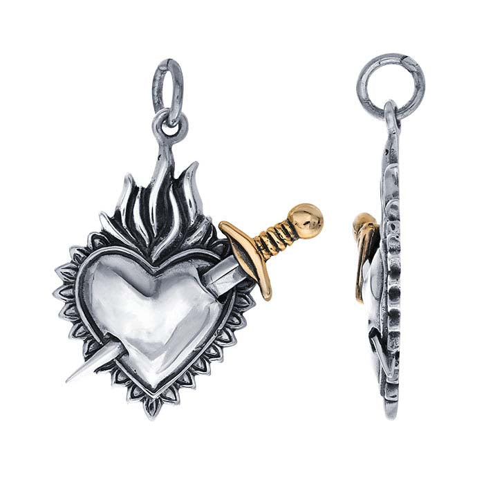 Sterling Silver Flaming Heart Pendant