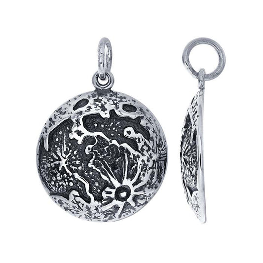 Sterling Silver Textured Moon Pendant
