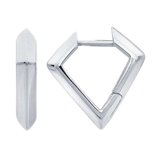 Sterling Silver Diamond-Shaped Huggie Hoop Earrings