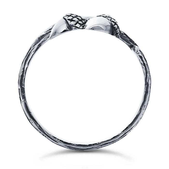 Bypass-Ring aus Sterlingsilber mit Blatt und Eichel, verstellbar
