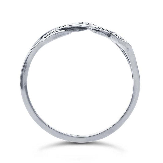 Sterling Silver Leaf Cluster Bypass Ring, Adjustable