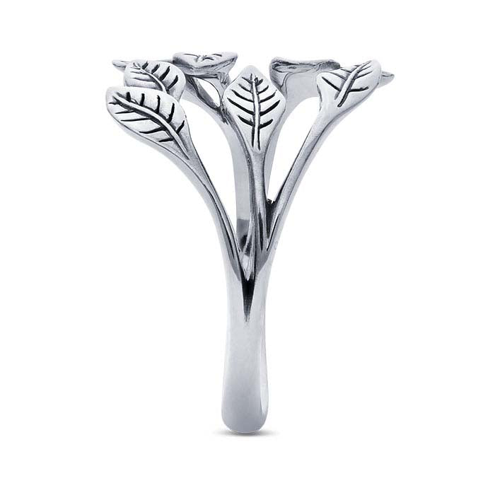 Sterling Silber Blatt Cluster Bypass Ring, verstellbar