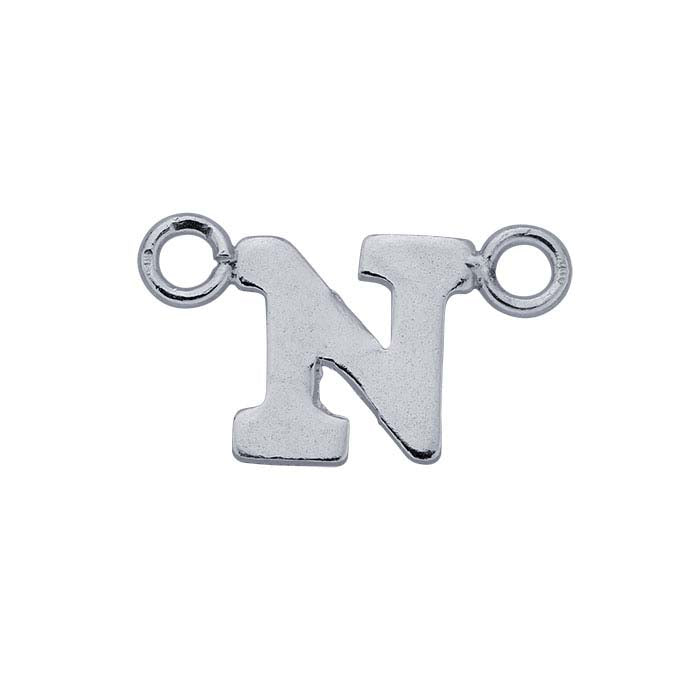 Sterling Silver Alphabet Festoon Pendant, N