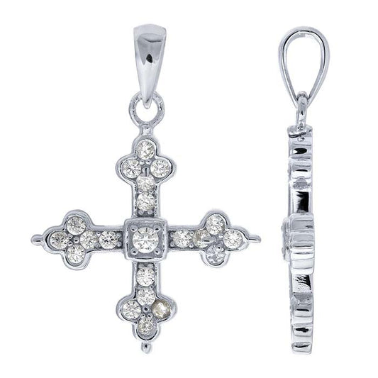 Sterling Silver CZ-Set Cross Pendant
