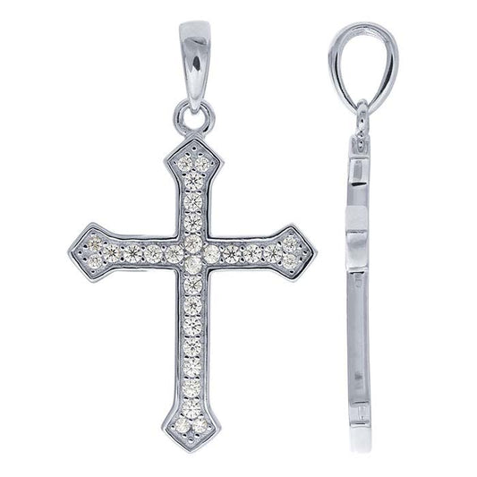 Sterling Silver CZ-Set Cross Pendant