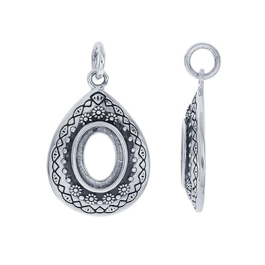 Sterling Silver 8 x Oval Cabochon Pendant Mounting