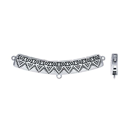 Sterling Silver Stamped Bar Festoon Pendant with Ring