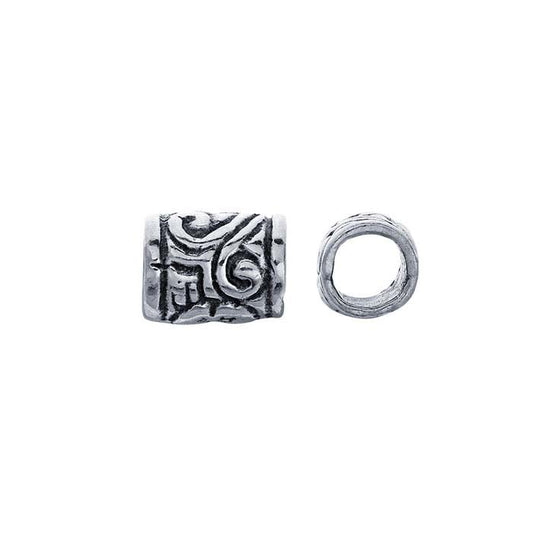 Sterling Silver 6 x 4.5mm Tube Oxidized Patterned Bead