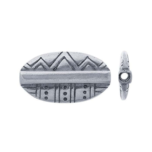 Sterling Silver 20 x Oval Oxidized Patterned Bead