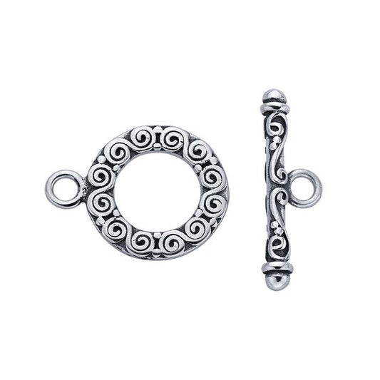 Sterling Silver 17.3 x 19.6mm Swirl Toggle Clasp