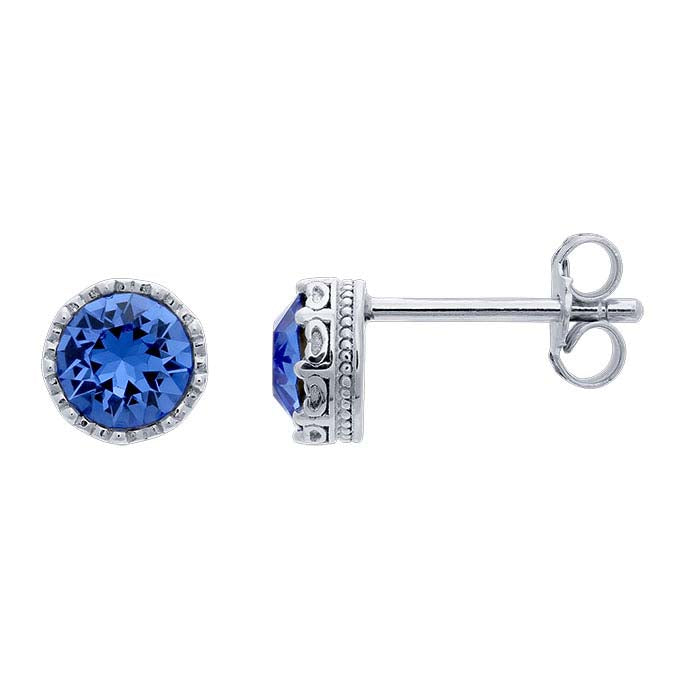 Ohrstecker aus Sterlingsilber mit blauen Kristallen
