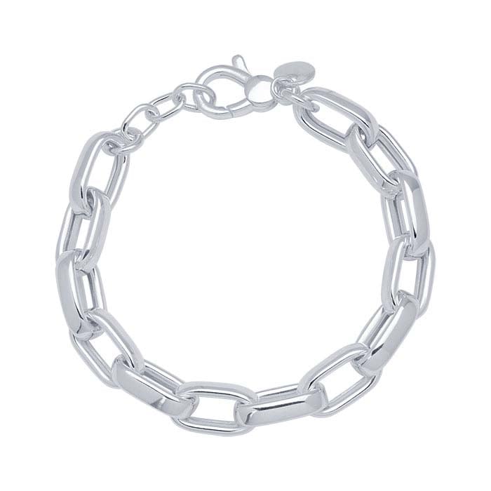 Sterling Silver 9.5mm Hollow Oval Link Chain Bracelet