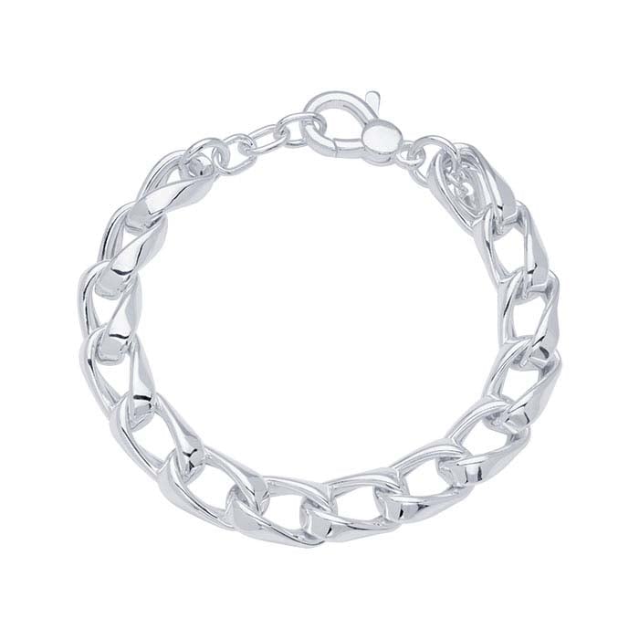 Sterling Silver Hollow Curb Chain Bracelet