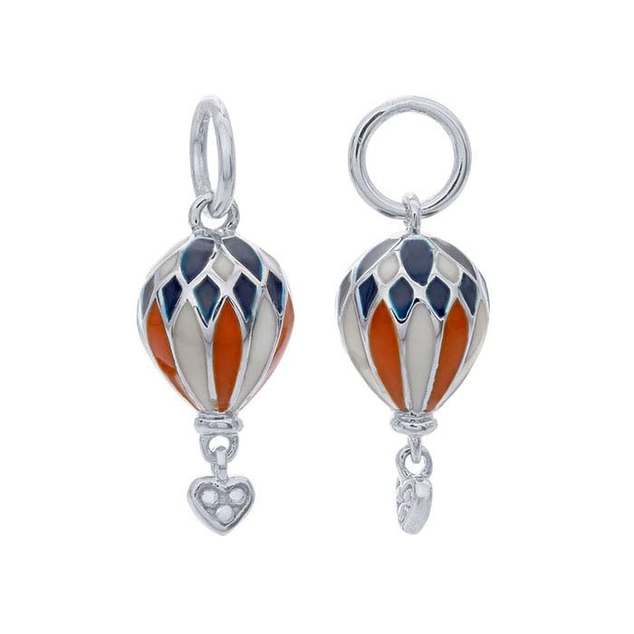 Sterling Silver Enameled Hot Air Balloon Charm