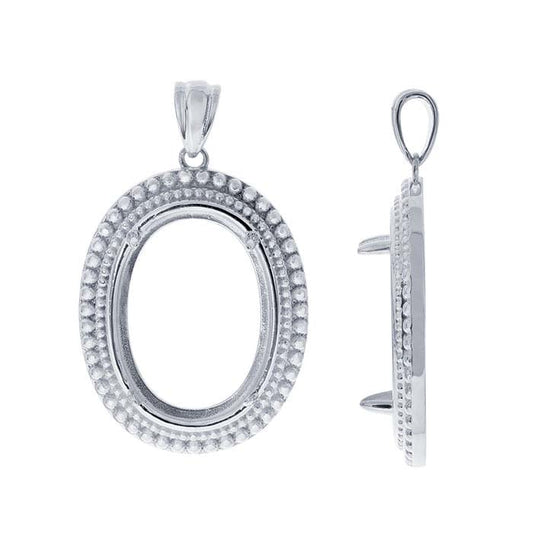 Montatura per pendente ovale con cabochon sfaccettato 18 x 13 mm in argento sterling