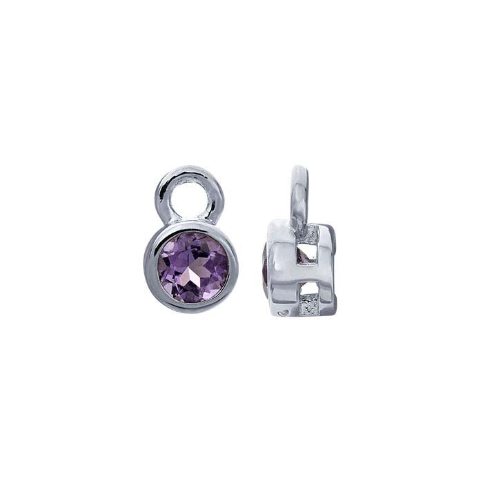 Charm in Argento Sterling 3mm con Ametista