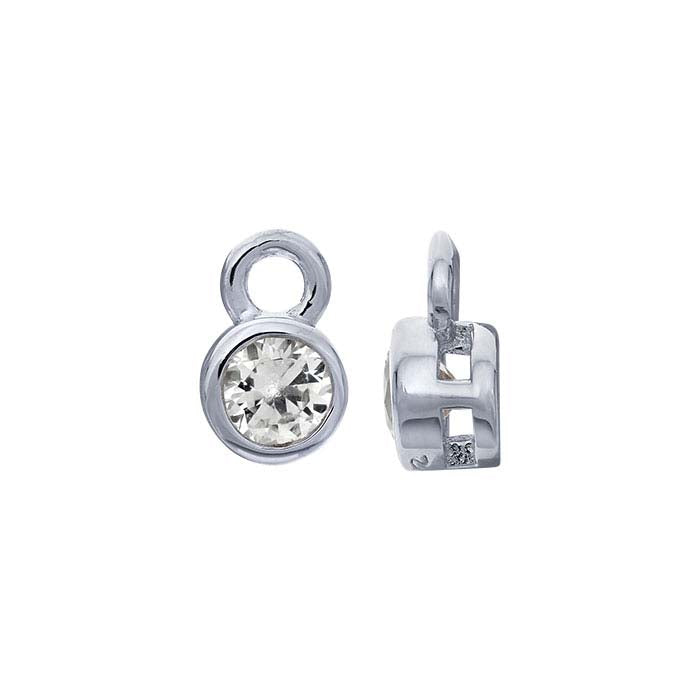 Sterling Silver 3mm Lab-Grown White Sapphire-Set Charm