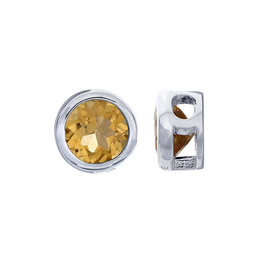 Sterling Silver 4mm Citrine-Set Charm