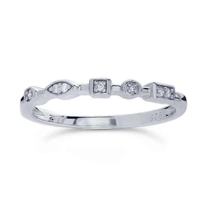 Diamantbesetzter Ring aus Sterlingsilber mit mehreren Formen