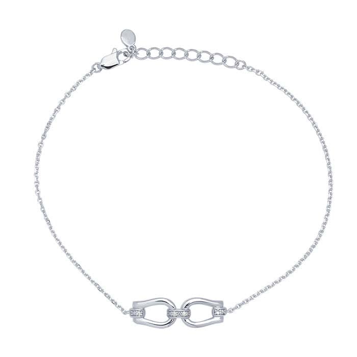 Sterling Silver Diamond-Set Double D-Ring Bracelet