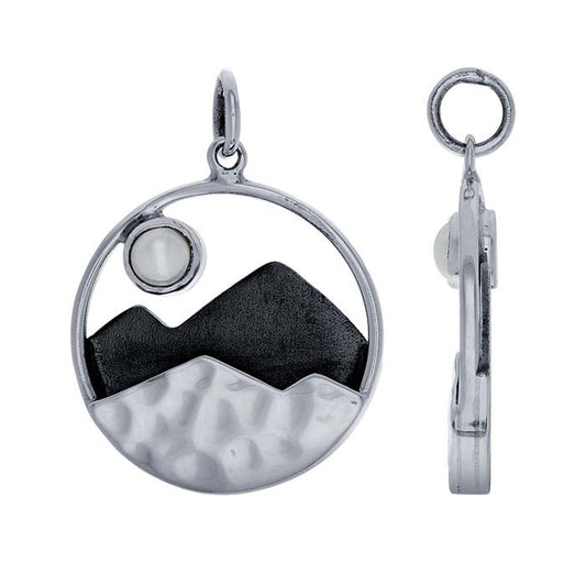 Sterling Silver Freshwater Pearl-Set Mountains Pendant
