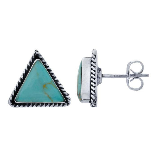 Sterling Silver Imitation Turquoise-Set Post Earrings