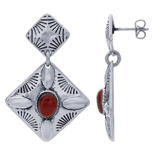 Ohrstecker aus Sterlingsilber mit rotem Jaspis-Imitat