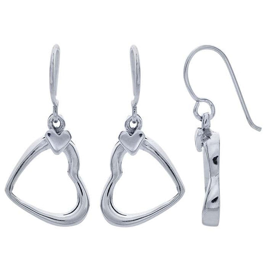 Sterling Silver Heart Drop Earrings