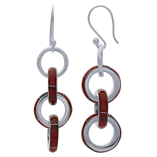 Sterling Silver Imitation Red Jasper-Set Earrings